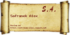 Safranek Alex névjegykártya
